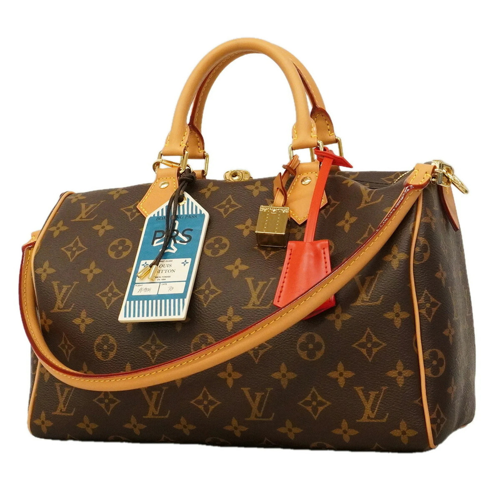 Louis Vuitton Monogram Speedy Bandoulière 30 Soft Handbag M11945 Brown Red 2-...